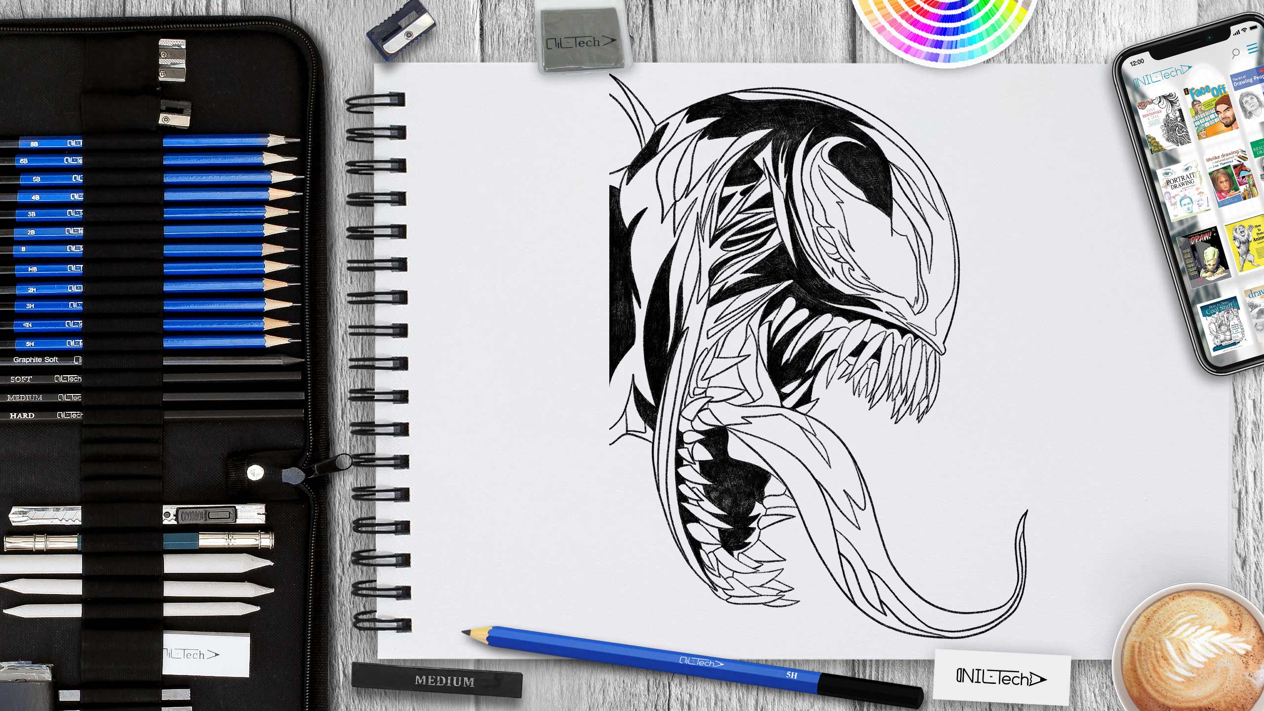 How to Draw Venom Face - YouTube